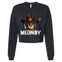 Meowdy Cat Cow Funny Cat Meme Cropped Pullover Crew
