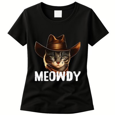 Meowdy Cat Cow Funny Cat Meme Womens T-Shirt
