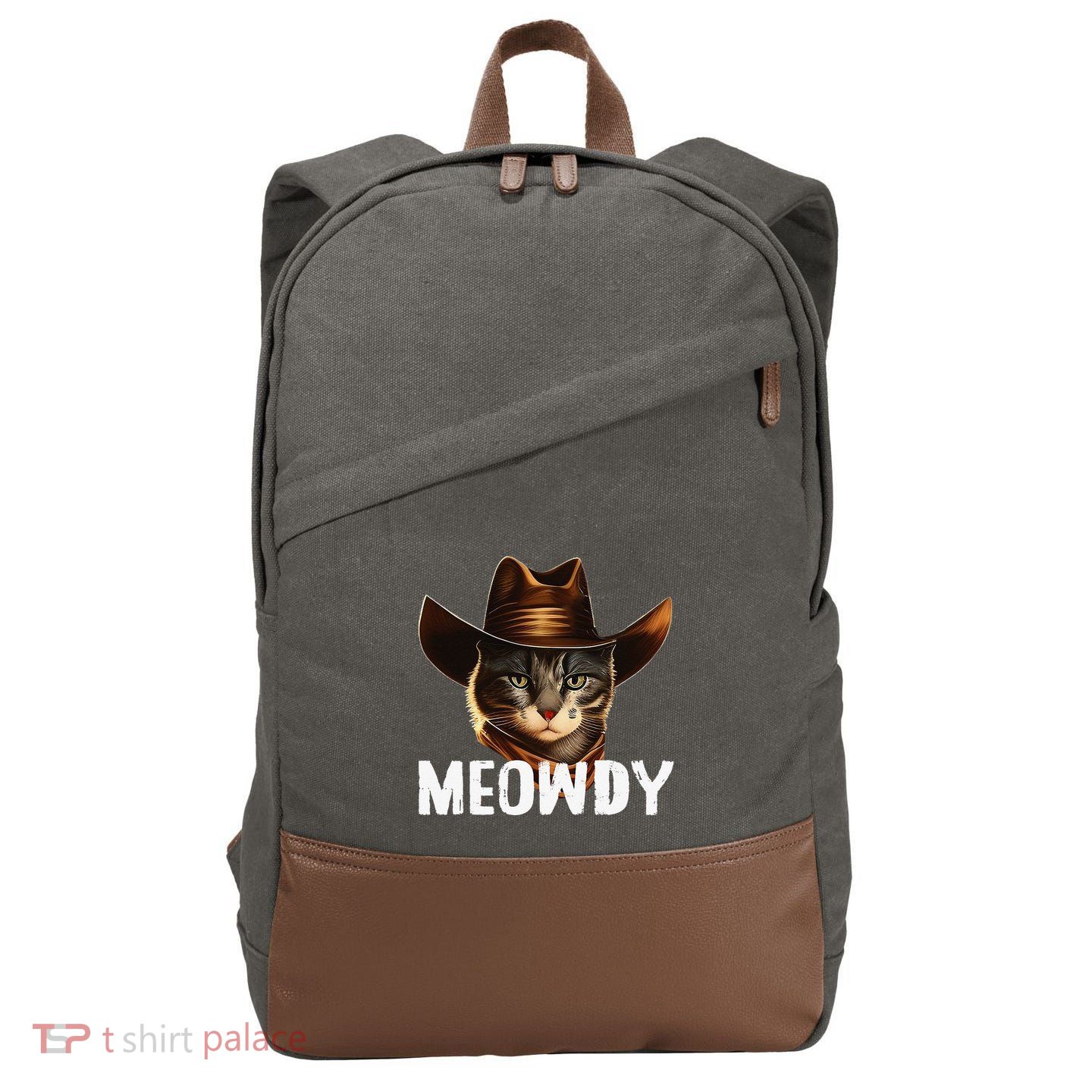 Meowdy Cat Cow Funny Cat Meme Cotton Canvas Backpack
