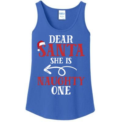 Matching Couples Christmas Dear Santa She Is Naughty One Cute Gift Ladies Essential Tank