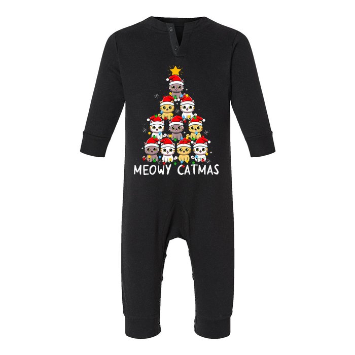 Meowy Catmas Cat Christmas Tree Xmas  Funny Santa  Infant Fleece One Piece