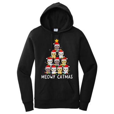 Meowy Catmas Cat Christmas Tree Xmas  Funny Santa  Women's Pullover Hoodie