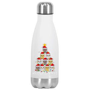 Meowy Catmas Cat Christmas Tree Xmas  Funny Santa  Stainless Steel Insulated Water Bottle