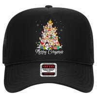 Merry Corgmas Corgi Christmas Tree Lights Santa Dog Lover  High Crown Mesh Back Trucker Hat