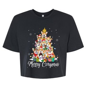 Merry Corgmas Corgi Christmas Tree Lights Santa Dog Lover  Bella+Canvas Jersey Crop Tee