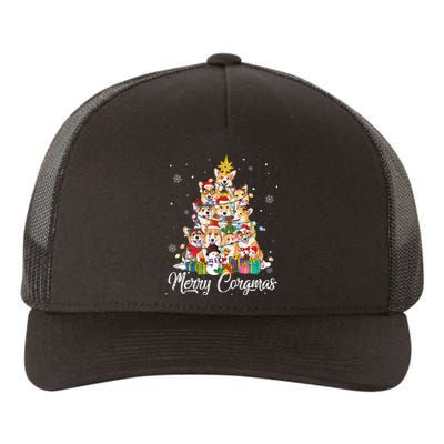 Merry Corgmas Corgi Christmas Tree Lights Santa Dog Lover  Yupoong Adult 5-Panel Trucker Hat