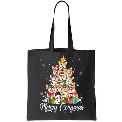 Merry Corgmas Corgi Christmas Tree Lights Santa Dog Lover  Tote Bag