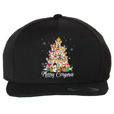 Merry Corgmas Corgi Christmas Tree Lights Santa Dog Lover  Wool Snapback Cap