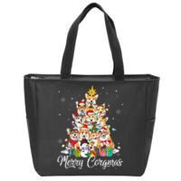 Merry Corgmas Corgi Christmas Tree Lights Santa Dog Lover  Zip Tote Bag