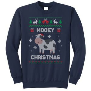 Mooey Christmas Cow Santa Claus Hat Ugly Christmas Sweater Sweatshirt