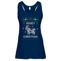 Mooey Christmas Cow Santa Claus Hat Ugly Christmas Sweater Ladies Essential Flowy Tank