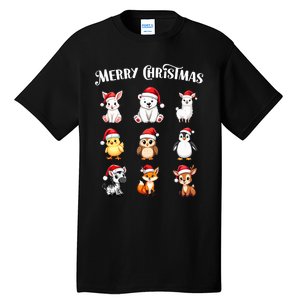 Merry Christmas Cute Animals Holiday Season Critters Tank Top Tall T-Shirt