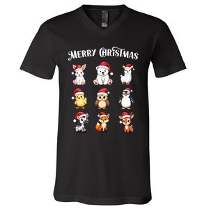 Merry Christmas Cute Animals Holiday Season Critters Tank Top V-Neck T-Shirt