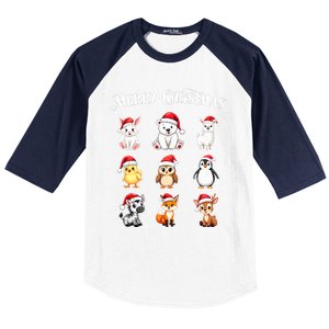 Merry Christmas Cute Animals Holiday Season Critters Tank Top Baseball Sleeve Shirt