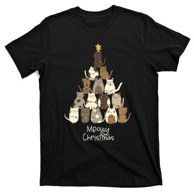 Meowy Christmas Cat Lover   T-Shirt