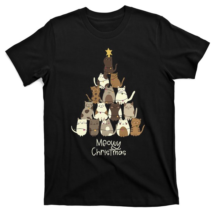 Meowy Christmas Cat Lover   T-Shirt