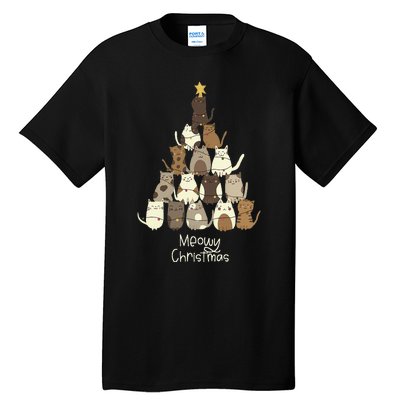 Meowy Christmas Cat Lover   Tall T-Shirt