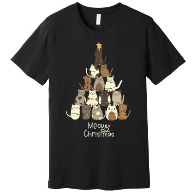 Meowy Christmas Cat Lover   Premium T-Shirt