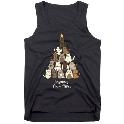 Meowy Christmas Cat Lover   Tank Top