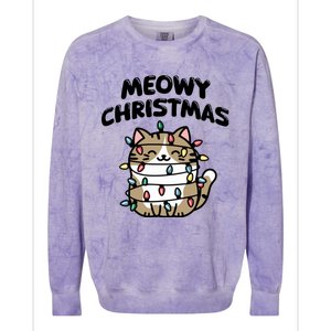 Meowy Christmas Christmas Cats Cat Lover Colorblast Crewneck Sweatshirt