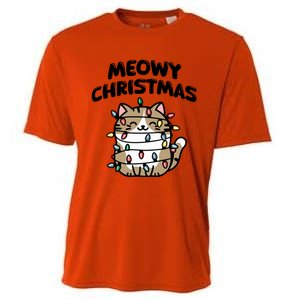 Meowy Christmas Christmas Cats Cat Lover Cooling Performance Crew T-Shirt