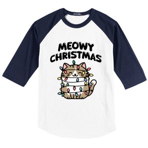 Meowy Christmas Christmas Cats Cat Lover Baseball Sleeve Shirt