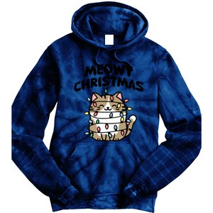 Meowy Christmas Christmas Cats Cat Lover Tie Dye Hoodie