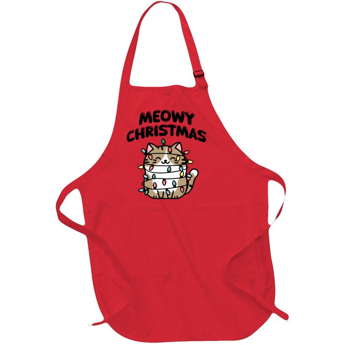 Meowy Christmas Christmas Cats Cat Lover Full-Length Apron With Pockets