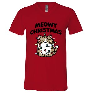 Meowy Christmas Christmas Cats Cat Lover V-Neck T-Shirt