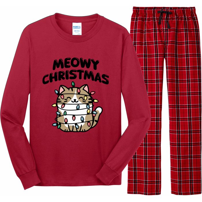 Meowy Christmas Christmas Cats Cat Lover Long Sleeve Pajama Set