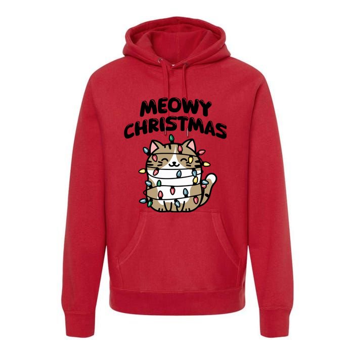 Meowy Christmas Christmas Cats Cat Lover Premium Hoodie