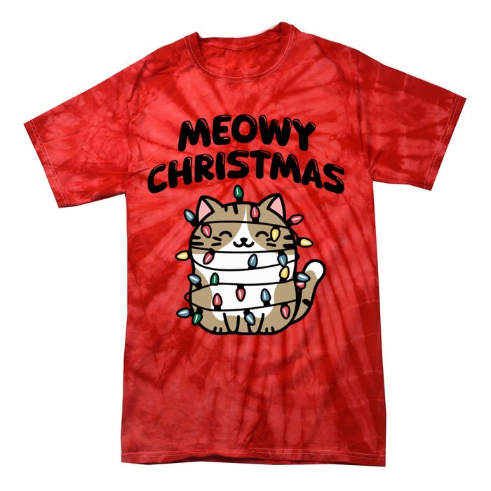 Meowy Christmas Christmas Cats Cat Lover Tie-Dye T-Shirt