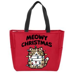 Meowy Christmas Christmas Cats Cat Lover Zip Tote Bag