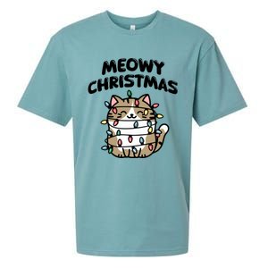 Meowy Christmas Christmas Cats Cat Lover Sueded Cloud Jersey T-Shirt