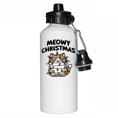 Meowy Christmas Christmas Cats Cat Lover Aluminum Water Bottle 