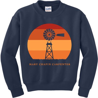 Mary Chapin Carpenter Windmill Retro Vintage Sunset Kids Sweatshirt