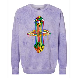 Melting Cube Colorful Awesome Graphic Funny Retro Gift Colorblast Crewneck Sweatshirt