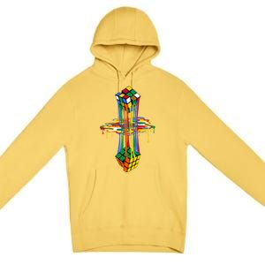 Melting Cube Colorful Awesome Graphic Funny Retro Gift Premium Pullover Hoodie