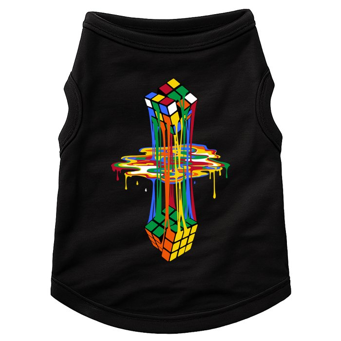 Melting Cube Colorful Awesome Graphic Funny Retro Gift Doggie Tank