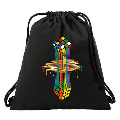 Melting Cube Colorful Awesome Graphic Funny Retro Gift Drawstring Bag