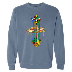 Melting Cube Colorful Awesome Graphic Funny Retro Gift Garment-Dyed Sweatshirt