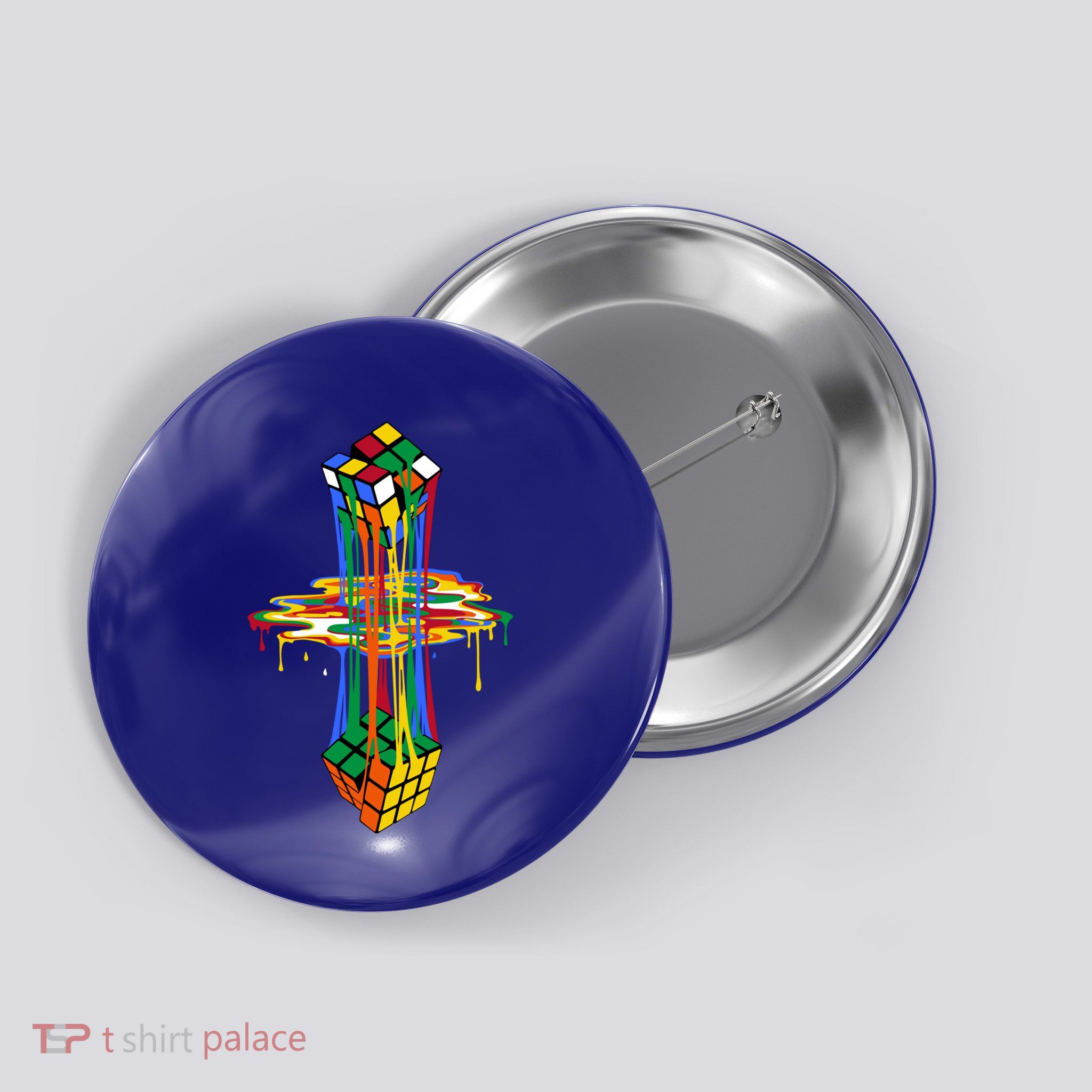 Melting Cube Colorful Awesome Graphic Funny Retro Gift Button