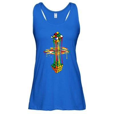 Melting Cube Colorful Awesome Graphic Funny Retro Gift Ladies Essential Flowy Tank