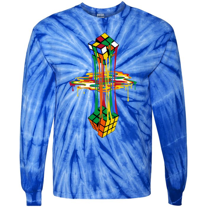 Melting Cube Colorful Awesome Graphic Funny Retro Gift Tie-Dye Long Sleeve Shirt