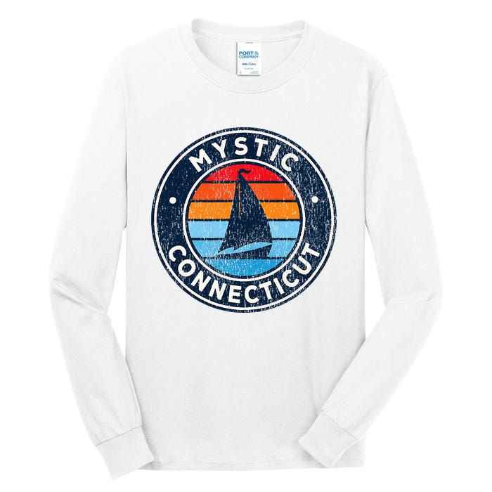 Mystic Connecticut Ct Vintage Sailboat Tall Long Sleeve T-Shirt