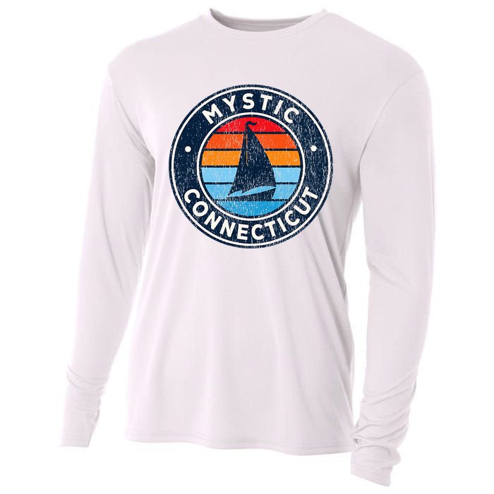 Mystic Connecticut Ct Vintage Sailboat Cooling Performance Long Sleeve Crew