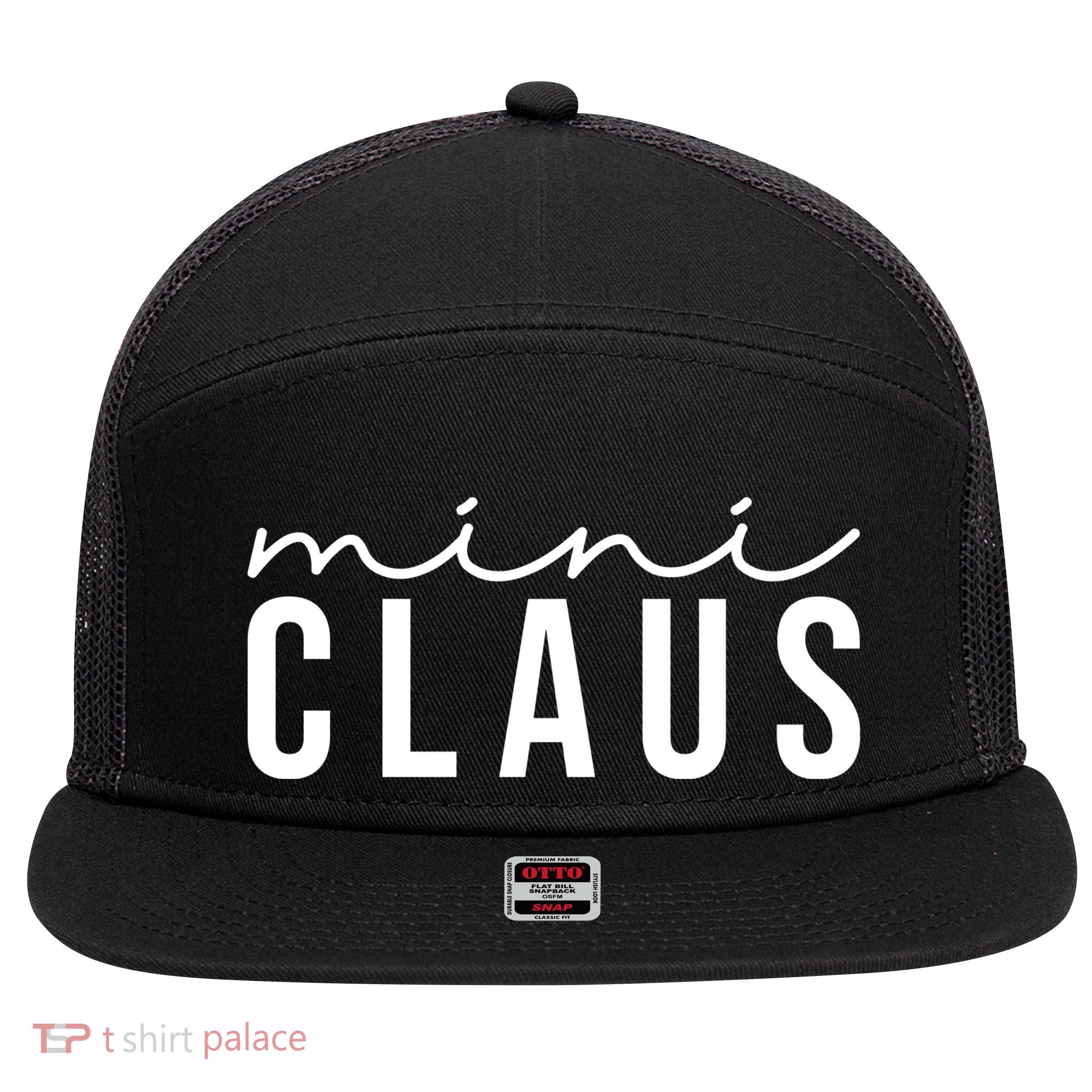 Mini Claus Cute Christmas 7 Panel Mesh Trucker Snapback Hat