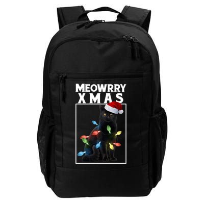 Meowy Christmas Cat With Lights And Santa Hat Backpack