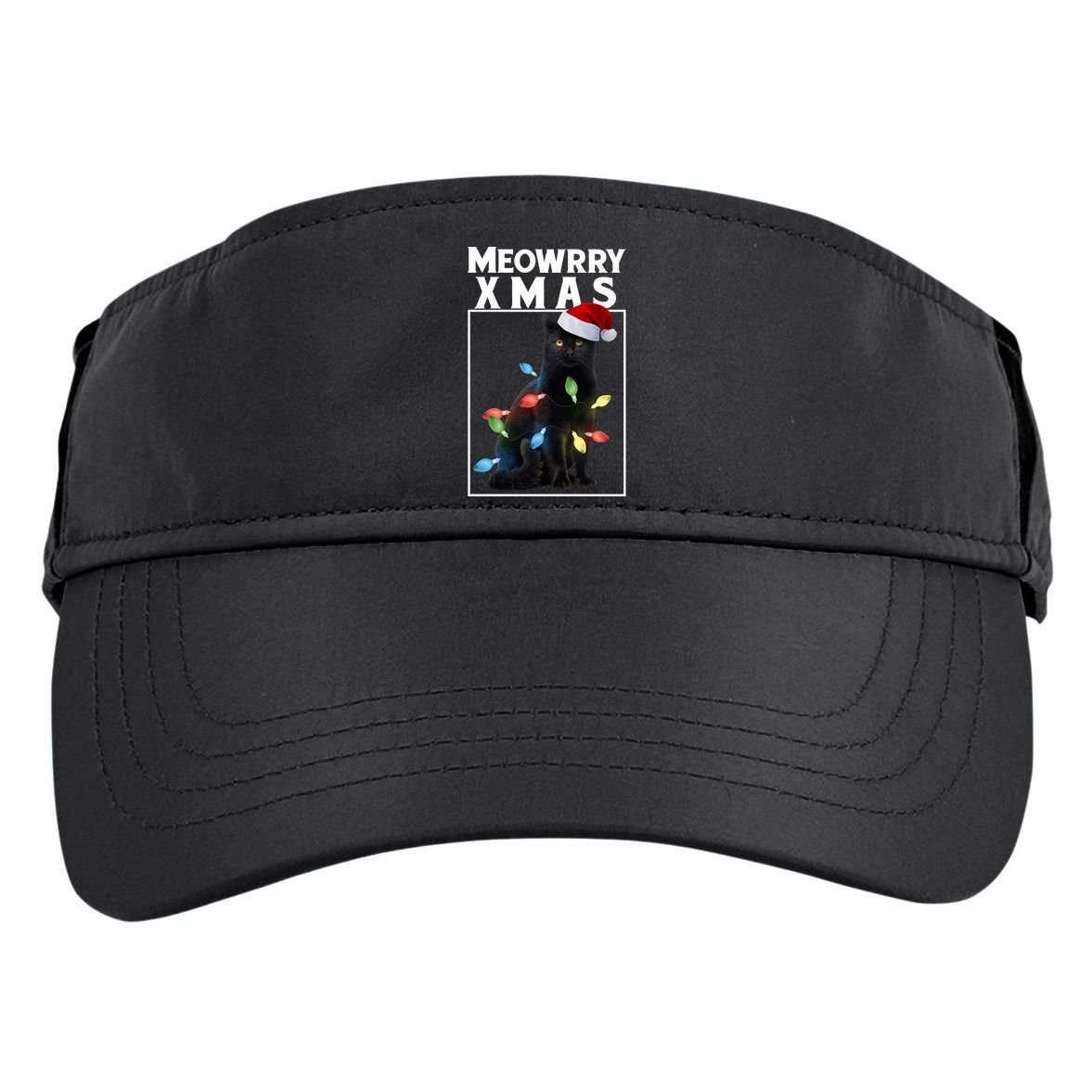 Meowy Christmas Cat With Lights And Santa Hat Adult Drive Performance Visor