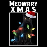 Meowy Christmas Cat With Lights And Santa Hat Drawstring Bag